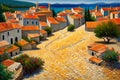 Old town of Korcula, Croatia, Europe, Digital painting