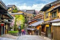 Old town Kyoto, the Higashiyama District during sakura season Royalty Free Stock Photo