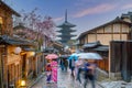 Old town Kyoto during sakura season in Japan