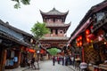 Old town of Langzhong- Zhongtian building Royalty Free Stock Photo