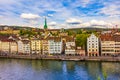 Old Town and Limmat river Panorama of Zurich city Switzerland Royalty Free Stock Photo