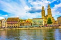 Old Town and Limmat river Panorama of Zurich city Switzerland Royalty Free Stock Photo