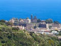 The old town Lipari, castle, Aeolian islands, Sicily, Italy Royalty Free Stock Photo