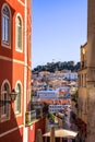 Old town of Lisbon, narrow streets, old colorful houses, urban cityscape from Portugal Royalty Free Stock Photo