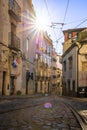 Old town of Lisbon, narrow streets, old colorful houses, urban cityscape from Portugal Royalty Free Stock Photo