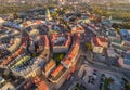 Lublin - old city from the bird`s eye view. Monuments and tourist attractions Lublin: Trinitarian tower, Krakowska Gate, old Crown Royalty Free Stock Photo