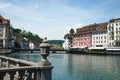 Old town of Lucerne on the river Reuss Royalty Free Stock Photo