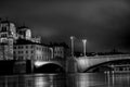 Old town of lyon by night in black and white Royalty Free Stock Photo