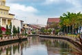 Old town of Malacca city and the Malacca river Royalty Free Stock Photo