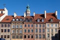 Old town market square historical buildings facade, Warsaw, Poland Royalty Free Stock Photo