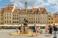 Old Town Market Square with Mermaid Statue - a symbol of the city of Warsaw at the Old Town Market Square, Poland Royalty Free Stock Photo