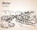 Old town of Mostar, Sketch.