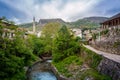 Old town of Mostar. Islamic architecture with river Royalty Free Stock Photo