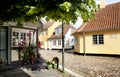 Old town of Odense, Denmark. Yellow house is the birthplace of Hans Christian Andersen. Royalty Free Stock Photo