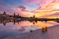 Old Town and Oder river at sunset in Szczecin, Poland Royalty Free Stock Photo