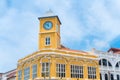 Old town or old buildings with clock tower in Sino Portuguese style Royalty Free Stock Photo