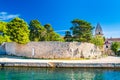 Old town of Osor between islands Cres and Losinj, Croatia, seascape in foreground Royalty Free Stock Photo