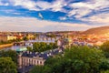 Old Town pier architecture and Charles Bridge over Vltava river in Prague with seagulls, Czech Republic. Prague iconic Charles Royalty Free Stock Photo