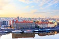 Old Town Prague, Charles University and the Vltava river aerial Royalty Free Stock Photo