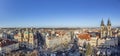 Old Town of Prague, Czech Republic. View on Tyn Church and Jan Hus Memorial on the square as seen from Old Town City Hall during Royalty Free Stock Photo