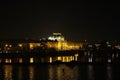 Theater national Vltava river Night Prag nocni Praha. Royalty Free Stock Photo