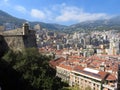 Old town and Prince Palace on the rock in Mediterranean Sea, Monaco, southern France Royalty Free Stock Photo