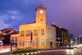 Old town with public clock tower is landmark of Thailand