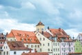 Old town of Regensburg at the river Danube on a cloudy day, Bavaria, Germany Royalty Free Stock Photo