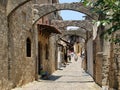 Old Town of Rhodes, a narrow street, Rhodes, Greece Royalty Free Stock Photo