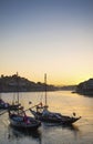 Old town river area of porto portugal at sunset
