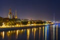 Old Town and River Daugava at night, Riga, Latvia Royalty Free Stock Photo