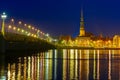 Old Town and River Daugava at night, Riga, Latvia Royalty Free Stock Photo