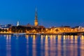 Old Town and River Daugava at night, Riga, Latvia Royalty Free Stock Photo