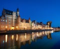 Old town riverside in Gdansk at night. Royalty Free Stock Photo