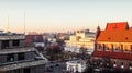 Old Town roofs at sunset. Europe, Poland, Wroslaw