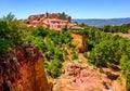 Roussillon Old Town and the ochre Red Cliffs, Provence, France Royalty Free Stock Photo