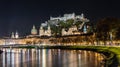 Old Town of Salzburg and Fortress Hohensalzburg. View, salzach. Royalty Free Stock Photo