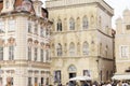 old town scene with antique facade buildings Royalty Free Stock Photo