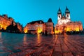 Old Town Square at night. Prague, Czech Republic