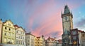 Old town square of Prague at sunset Czech republic