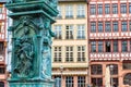 old town square romerberg with Justitia statue in Frankfurt Germany Royalty Free Stock Photo