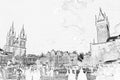 Old Town Square Sketch