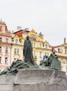 Old Town Square Staromestske namesti, Jan Hus monument. Prague