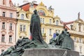 Old Town Square Staromestske namesti, Jan Hus monument. Prague