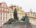 Old Town Square Staromestske namesti, Jan Hus monument. Prague