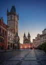 Old Town Square at sunrise with Church of Our Lady before Tyn and Old Town Hall - Prague, Czech Republic Royalty Free Stock Photo