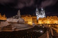 Old Town Square, Tyn Church and a statue of Jan Hus Royalty Free Stock Photo