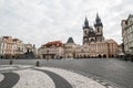 Old Town square with Tyn Church. View of Prague. Detail of the Prague in the Old Town