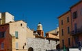 View of the St Tropez Clock Tower against a blue summer sky Royalty Free Stock Photo