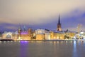 Old Town Stockholm city at Night Sweden Royalty Free Stock Photo